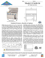 Comstock-Castle F3430-36 48" Gas Restaurant Range, 2 Open Burners, 36" Griddle, Single Standard Oven, Stainless Steel Front, 138,000 BTU - Donut-Equipment.com
