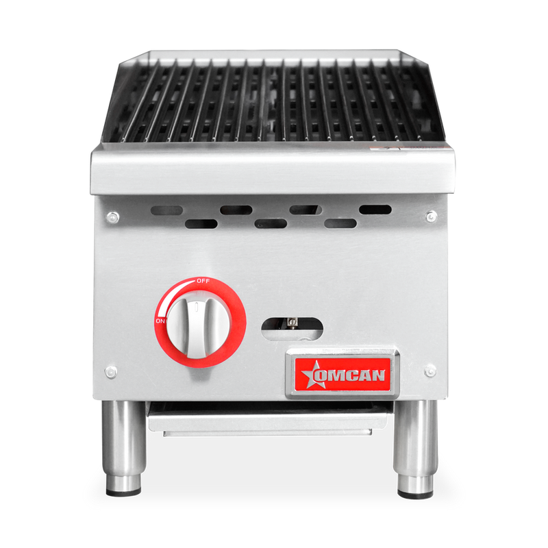 Omcan 12" Radiant Gas Charbroiler – 35,000 BTU Commercial Countertop Charbroiler with 1 Burner and Heavy-Duty Cast Iron Grates