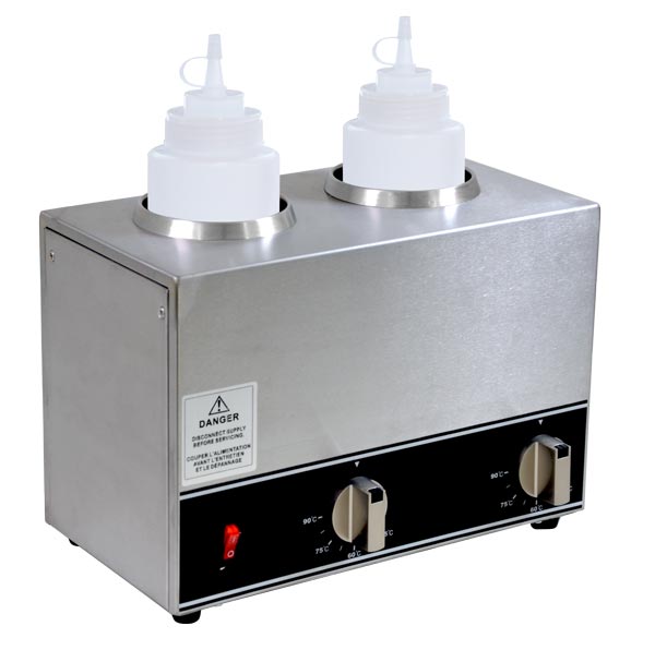 Omcan 2 x 32 oz Double Bottle Sauce Warmer – Commercial Countertop Dual Condiment Heating Station for Sauces and Dressings
