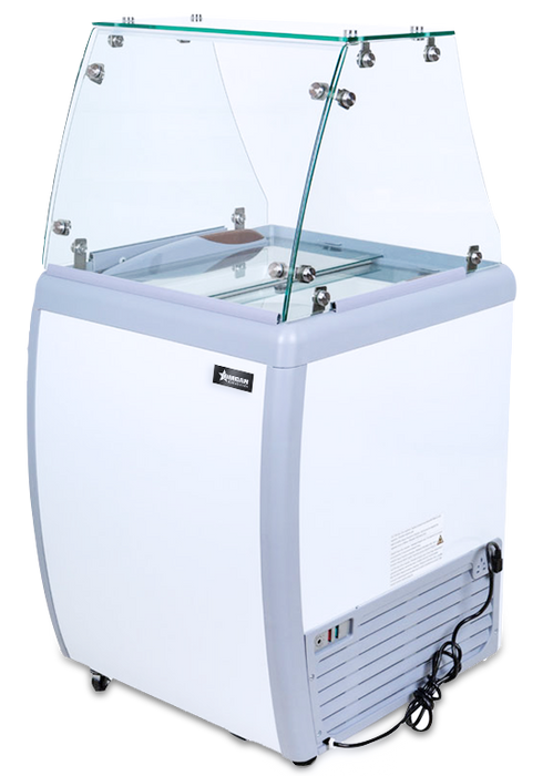 Omcan 26″ Ice Cream Dipping Freezer – 4+2 Tubs Capacity, Flat Sneeze Guard Ice Cream Merchandiser Freezer