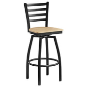 Omcan Bar Height Metal Ladder Swivel Chair with Natural Wood Seat – Commercial Restaurant Bar Stool with Steel Frame, Swivel Function, and Solid Wood Seat Design - Donut-Equipment.com