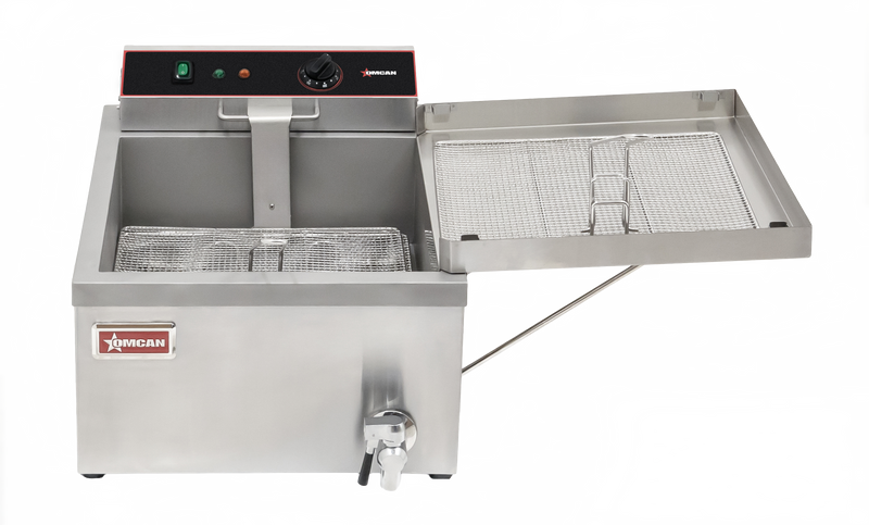Omcan 25 lb (3 Gal) Oil Capacity Countertop Donut & Funnel Cake Electric Fryer – 1700W, 120V Commercial Fryer for Bakeries, Concession Stands & Foodservice Kitchens