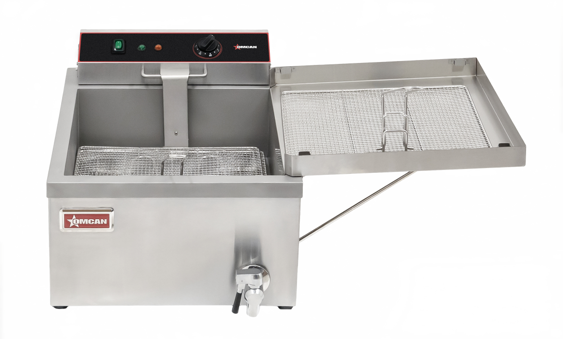 Omcan 25 lb (3 Gal) Oil Capacity Countertop Donut & Funnel Cake Electric Fryer – 1700W, 120V Commercial Fryer for Bakeries, Concession Stands & Foodservice Kitchens