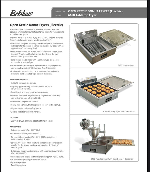 Belshaw 616B Donut Fryer - Donut-Equipment.com