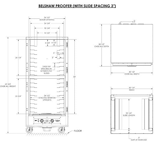 Belshaw CP1 17-shelf cabinet proofer with (2)'Dutch' Doors with Autowater