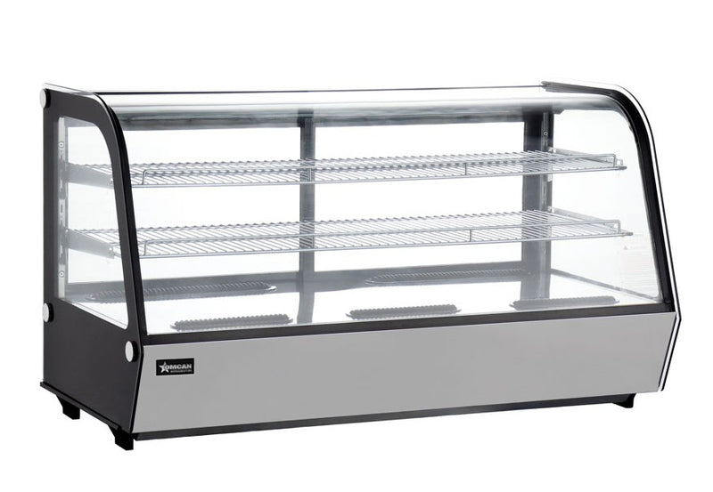 Omcan 48″ Countertop Refrigerated Display Case – 7.13 Cu. Ft. (202L), Two-Shelf Stainless Steel Bakery & Merchandising Display Cooler
