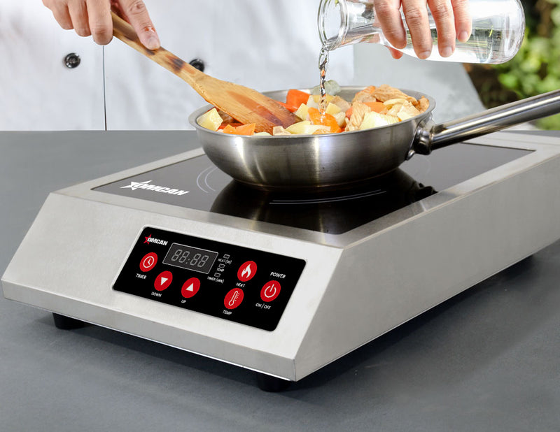 Omcan 3.5 kW Stainless Steel Commercial Countertop Induction Cooker – High-Power Electric Induction Cooktop for Restaurants, Catering & Foodservice Kitchens - Donut-Equipment.com