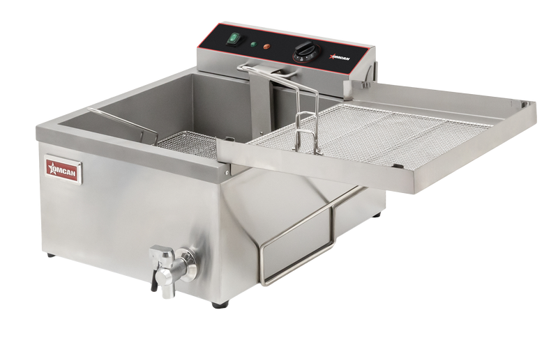 Omcan 25 lb (3 Gal) Oil Capacity Countertop Donut & Funnel Cake Electric Fryer – 1700W, 120V Commercial Fryer for Bakeries, Concession Stands & Foodservice Kitchens