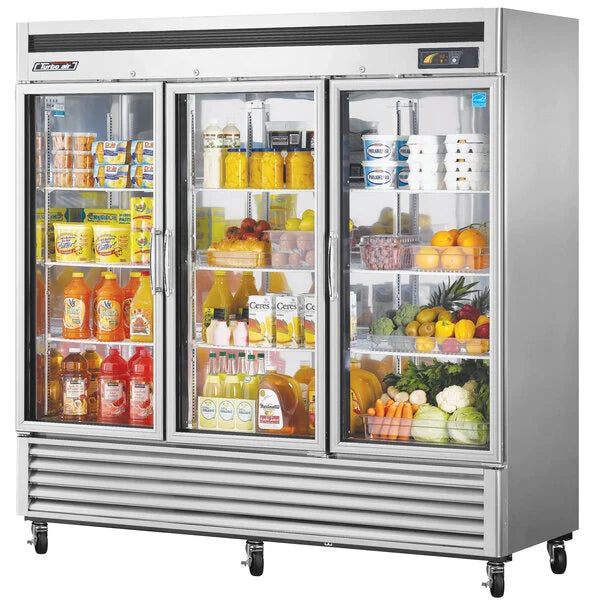 Turbo Air TSR-72GSD-N Super Deluxe 82" Glass Door Reach In Refrigerator - Donut-Equipment.com