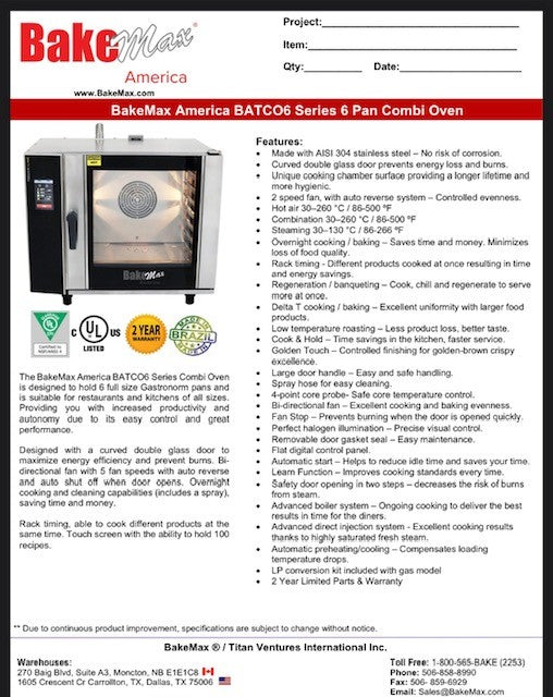 BakeMax (BATCO6E) Series Combi Oven - Donut-Equipment.com