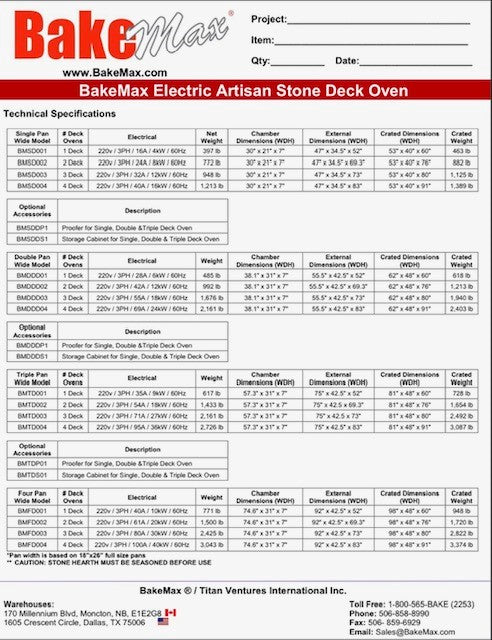 Bakemax Electric Artisan Stone Deck Ovens 1 Pan Wide, 1 to 4 decks - Donut-Equipment.com