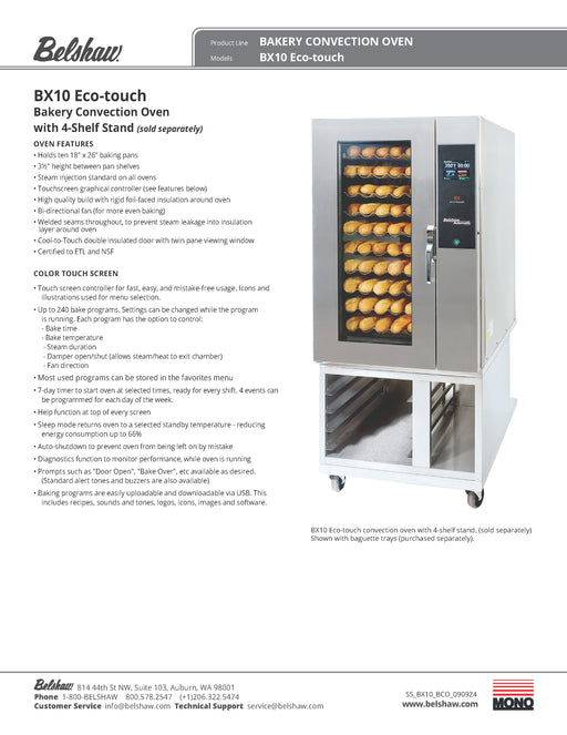 Belshaw BX10 ECO-TOUCH CONVECTION OVENS 34 Inch Electric Convection Oven with Touch Screen Control - Donut-Equipment.com