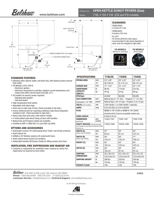 734FG Donut Fryer Natural Gas Standing Pilot (No Power) - Donut-Equipment.com