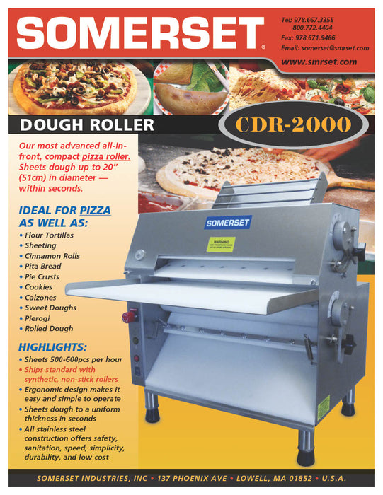 CDR-2000 Dough Roller / Double Pass- Front Operated