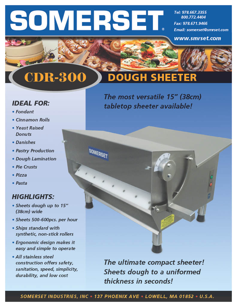 CDR-300 Dough Sheeter 15" wide Table-Top Sheeter - Donut-Equipment.com