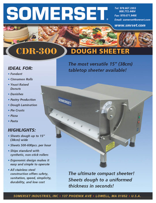 CDR-300 Dough Sheeter 15" wide Table-Top Sheeter