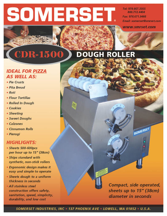 CDR-1500 Dough Roller / Double Pass- Side Operated