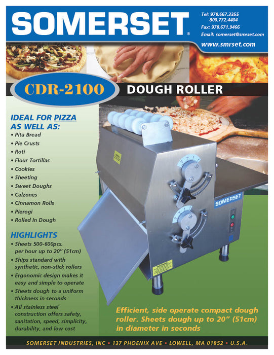 CDR-2100 Dough Roller / Double Pass- Side Operated