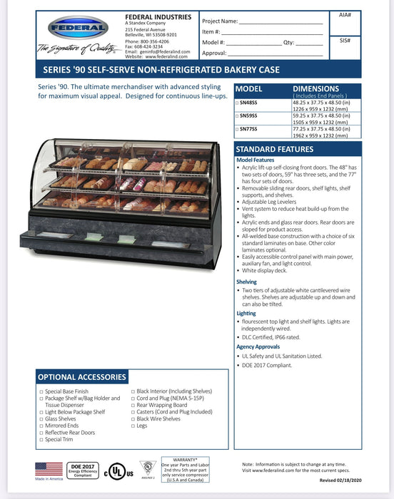 Montana Walnut Non Refrigerated Self-Serve Display Federal 77" x 37.75" x 48" - Donut-Equipment.com