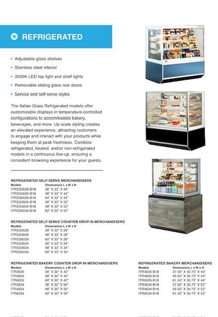 Federal Industries (ITR6034-B18) 52"(H)- 60" Full Service Case w/Straight Glass (Refrigerated) 120V