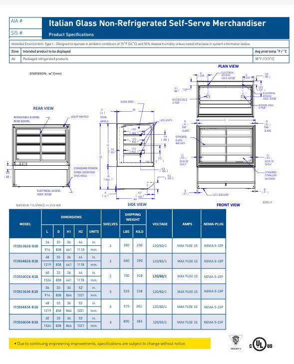 Federal Industries (ITDSS6034-B18)-Non-Refrigerated-(Sliding Doors on Front) 60" Self Service Case w/Straight Glass 120V - Donut-Equipment.com