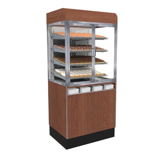 Jahabow 99370 Series 31"L x 24"D x 70"H Bakery Display Case with Pedestal Base – Aluminum, Tempered Glass, w/ 4 Shelves, Non-Refrigerated - Donut-Equipment.com