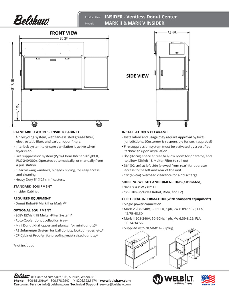 BELSHAW INSIDER Ventless Donut System -(APPROX- 226 DOZEN/HR) Mark V GP 208/240/60Hz/1 Ph - Donut-Equipment.com