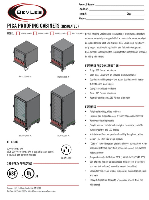 Bevles Proof-Box Model: PICA70-32-AED-4R3 (230V) Extra Deep Right Hinged (3) Door Proofing Cabinet (Non Insulated)