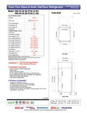 Turbo Air PRO-26-2R-GS-PT-N 28 3/4" One Section Pass Thru Refrigerator, (2) Glass Doors, (2) Solid Doors, Right Hinge, 115v - Donut-Equipment.com