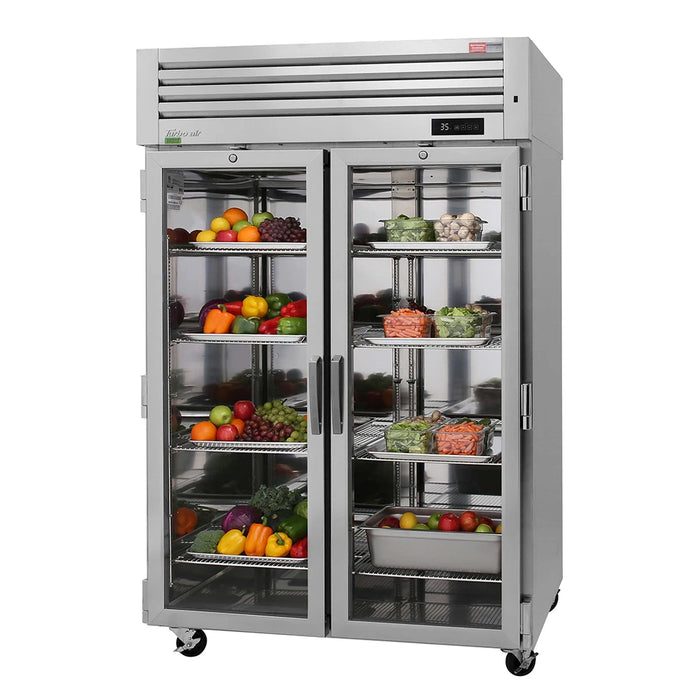 Turbo Air PRO-50R-G-N 51 3/4" Two Section Reach In Refrigerator, (2) Hinged Glass Doors, 115v