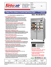 Turbo Air PRO-50R-GSH-PT-N Pro Series 52" Glass / Solid Half Door Pass-Through Refrigerator - Donut-Equipment.com