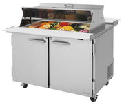 Turbo Air PST-48-18-N-DS 48 1/4" PRO Series Mega Top Dual Sided Sandwich/Salad Prep Table w/ Refrigerated Base - Donut-Equipment.com