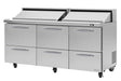 Turbo Air PST-72-D6-N 72 5/8" PRO Series Sandwich/Salad Prep Table w/ Refrigerated Base - Donut-Equipment.com