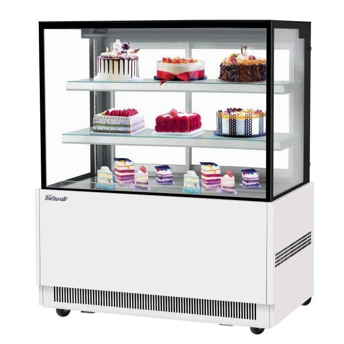 Turbo Air TBP48-54NN-W 47" Straight Glass Full-Service Refrigerated Bakery Display Case, 3 Levels, White Exterior, 115v - Donut-Equipment.com