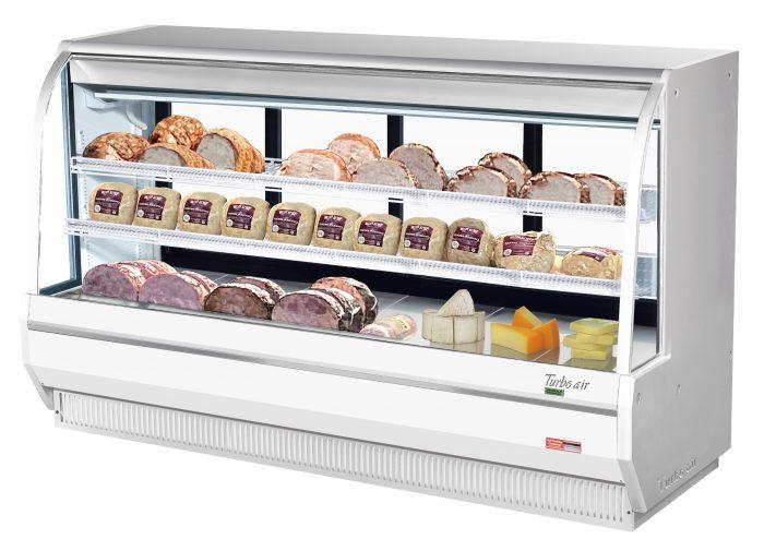Turbo Air TCDD-96H-W-N 96-1/2" Curved Glass Full-Service Deli Display Case, 3 Levels, White Exterior, 115v - Donut-Equipment.com