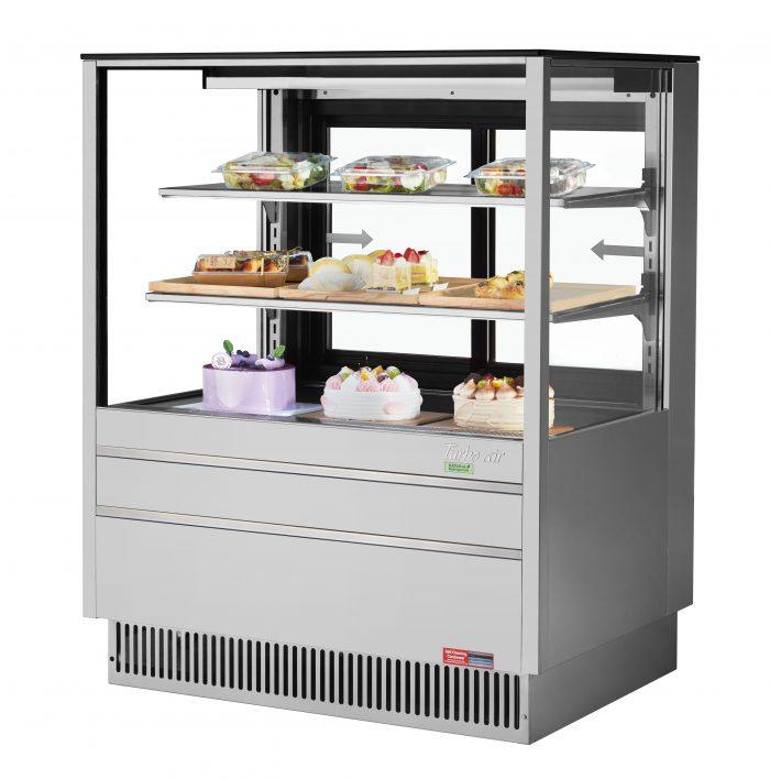 Turbo Air TCGB-36UF-S-N 36-1/2" Refrigerated Straight Glass Full-Service Bakery Display Case, 3 Levels, Stainless Steel Exterior, 115v - Donut-Equipment.com