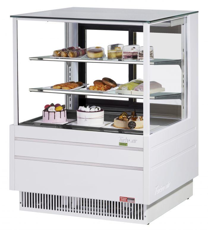 Turbo Air TCGB-36UF-W-N 36-1/2" Straight Glass Full-Service Bakery Display Case, 3 Levels, White Exterior, 115v - Donut-Equipment.com