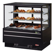 Turbo Air TCGB-48UF-DR-B 48" Straight Glass Full-Service Dry Bakery Display Case, 3 Levels, Black Exterior, 115v - Donut-Equipment.com