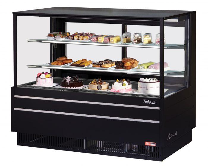 Turbo Air TCGB-60UF-B-N 60-1/2" Refrigerated Straight Glass Full-Service Bakery Display Case, 3 Levels, Black Exterior, 115v - Donut-Equipment.com