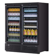 Turbo Air TJMR-55SDB-N 65 1/8" Black Super Deluxe Two Section Glass Door Merchandiser – (2) Swing Doors, 115v - Donut-Equipment.com