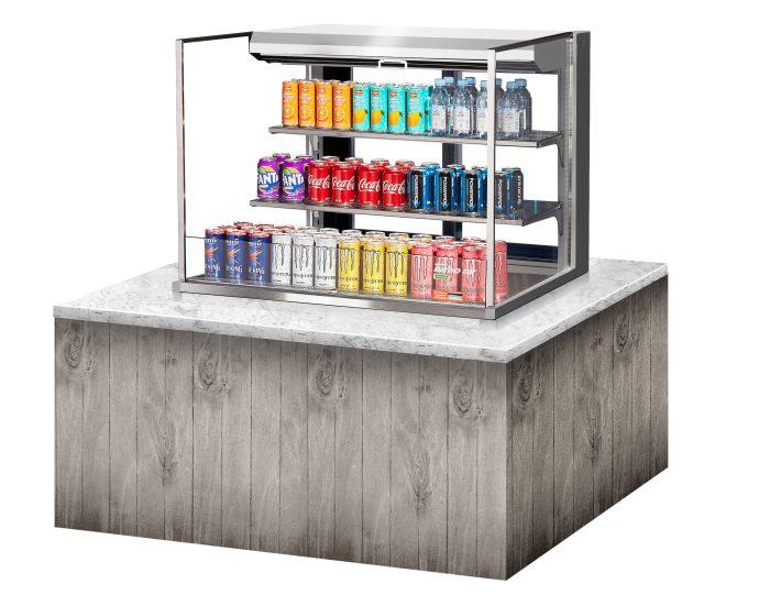 Turbo Air TOM-36L-UFD-S-3SI-N 36" Drop-In Horizontal Open Air Cooler w/ (3) Levels – Stainless Steel Exterior, 115v - Donut-Equipment.com