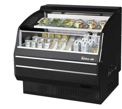 Turbo Air TOM-40LB-SP-N 39 1/8" Black Low Profile Horizontal Open Air Cooler – Refrigerated Curtain Merchandiser w/ (2) Levels, 115v - Donut-Equipment.com