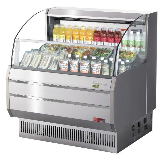 Turbo Air TOM-40SS-N 39" Slim Line Horizontal Open Air Cooler w/ (2) Levels – Stainless Steel Exterior, 115v - Donut-Equipment.com