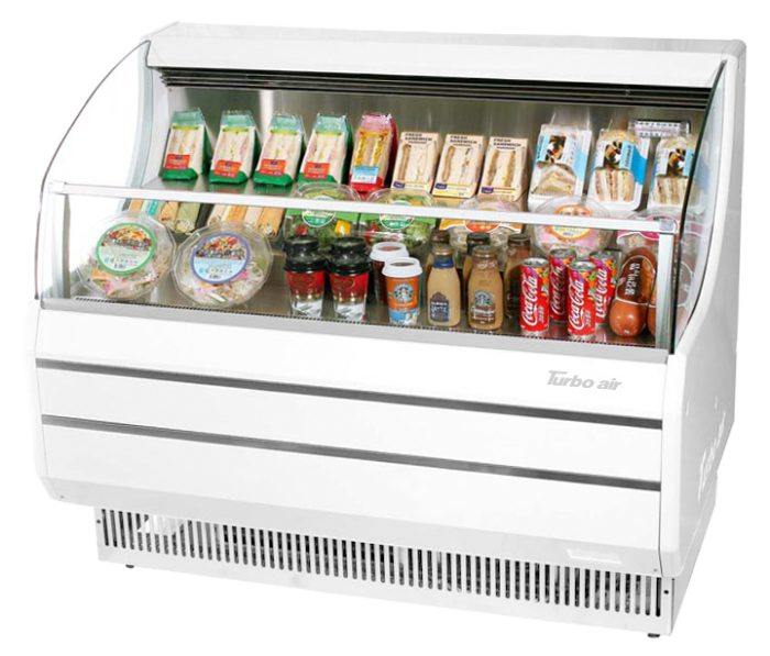 Turbo Air TOM-40SW-N 39" Slim Line Horizontal Open Air Cooler w/ (3) Levels – White Exterior, 115v - Donut-Equipment.com