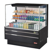 Turbo Air TOM-48L-UF-B-3S-N 46 3/4" Black Low Profile Horizontal Open Air Cooler w/ (3) Levels – Ultra Front Merchandiser, 115v - Donut-Equipment.com