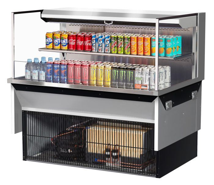 Turbo Air TOM-48L-UF-S-2SI-N 48" Stainless Steel Drop-In Refrigerated Open Display Case Merchandiser w/ (2) Levels, 115v - Donut-Equipment.com