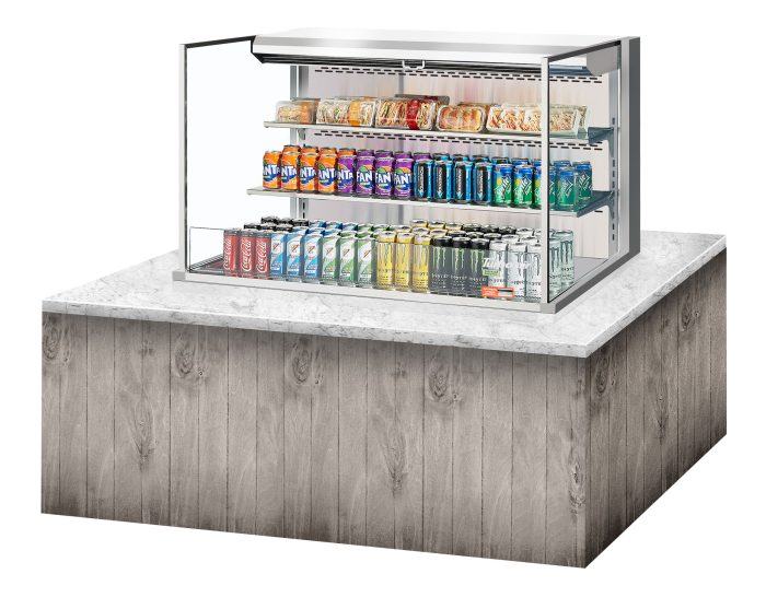Turbo Air TOM-48L-UF-S-3SI-N 48" Stainless Steel Drop-In Refrigerated Open Display Case Merchandiser w/ (3) Levels, 115v - Donut-Equipment.com