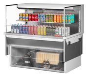 Turbo Air TOM-48L-UF-W-2SI-N 47 7/8" Drop-In Horizontal Open Air Cooler w/ (2) Levels – White Exterior, 115v - Donut-Equipment.com