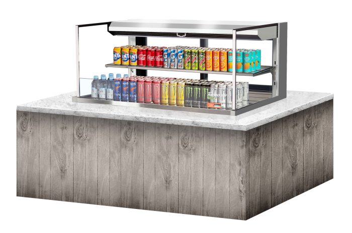 Turbo Air TOM-48L-UFD-S-2SI-N 48" Drop-In Horizontal Open Air Cooler w/ (2) Levels – Stainless Steel Exterior, 115v - Donut-Equipment.com