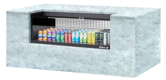Turbo Air TOM-48UC-B-N 48 1/4" Horizontal Open Air Cooler w/ (1) Level – Black Exterior, 115v - Donut-Equipment.com